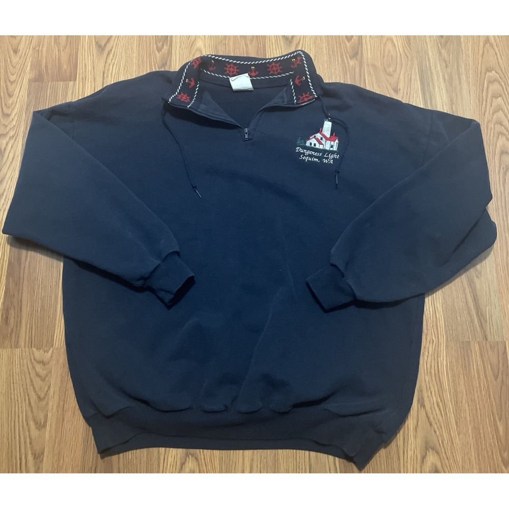 Art Unlimited Sweatshirt Mens 2XL Lighthouse Graphic Made USA 1/4 Zip